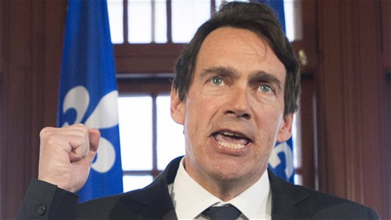 Pierre Karl Péladeau lors de l'annonce de sa candidature pour le Parti québécois.