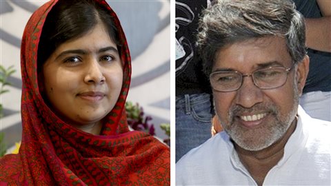 Le deux récipiendaires du prix Nobel de la paix 2014, la Pakistanaise Malala Yousafzai et l'Indien Kailash Satyarthi