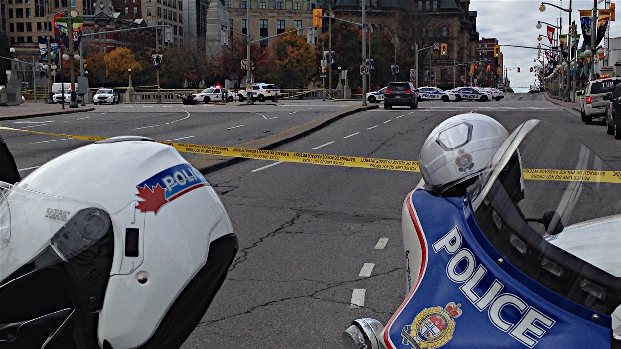 Les forces policières sont déployées au centre-ville d'Ottawa à la suite de la fusillade.