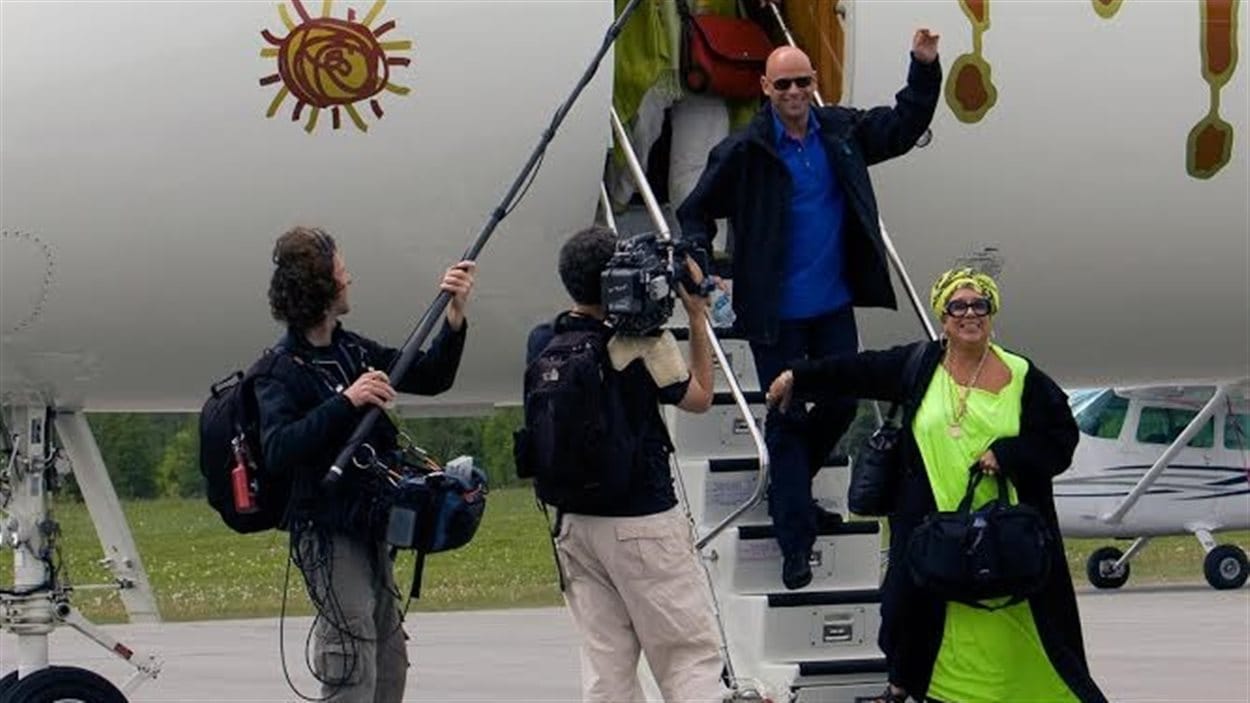 2009 - Voyage mémorable de Francine Grimaldi à Gaspé à bord de l'avion privé de Guy Laliberté.