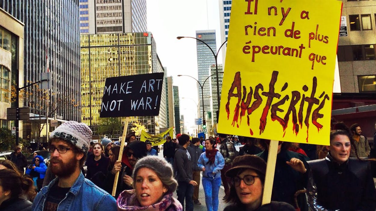 Manifestation au coeur de Montréal contre l'austérité