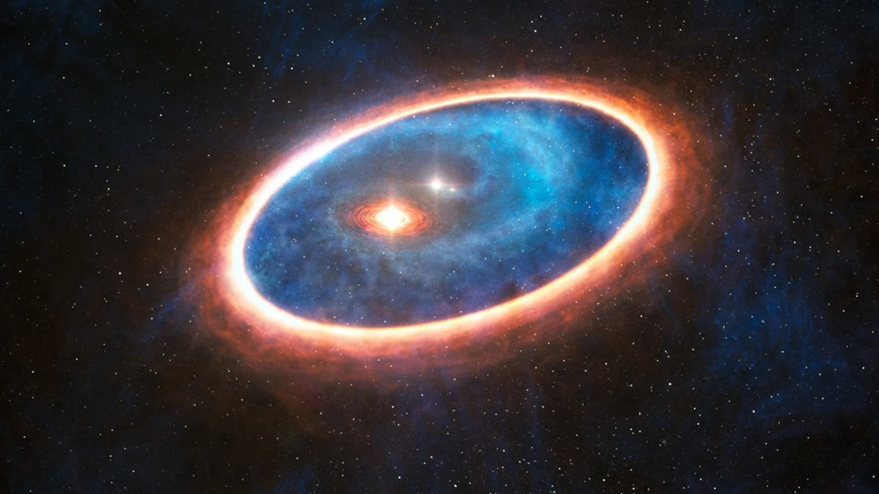 Vue d'artiste du système d'étoiles doubles GG Tauri-A