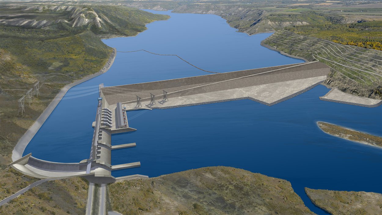 Image du projet de barrage hydroélectrique du site C à l'est de Fort St John.