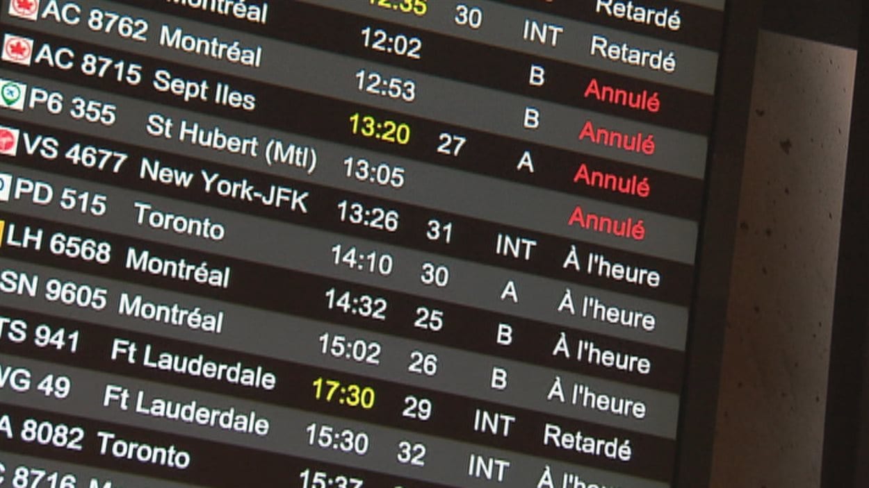 Plusieurs vols ont été annulés à l'aéroport international Jean-Lesage.