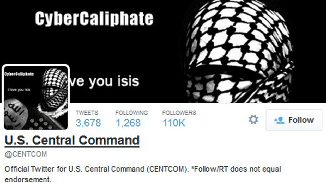 Le compte Twitter du U.S. Central Command a été piraté.