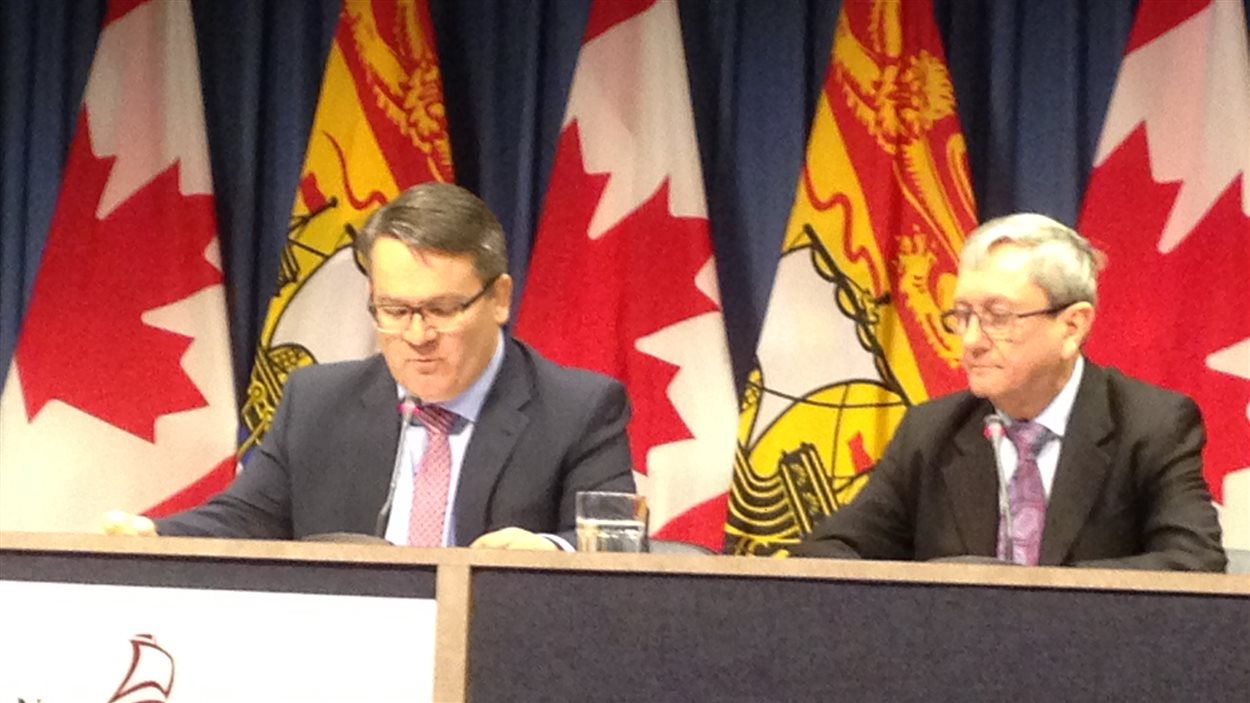 Victor Boudreau et Michael Horgan en point de presse.