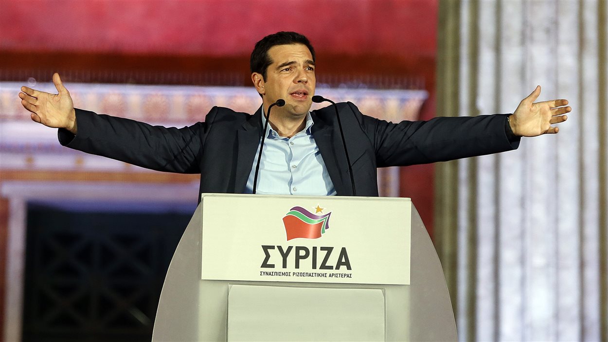 Alexis Tsipras devant ses partisans à Athènes