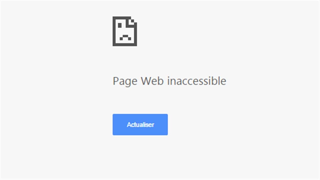 Message d'erreur sur la page du PLQ.