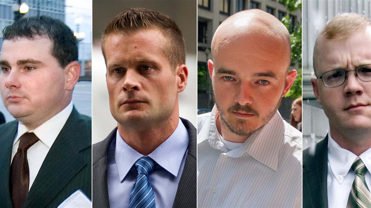 Les employés de BlackWater, de gauche à droite : Dustin Heard, Evan Liberty, Nicholas Slatten et Paul Slough.