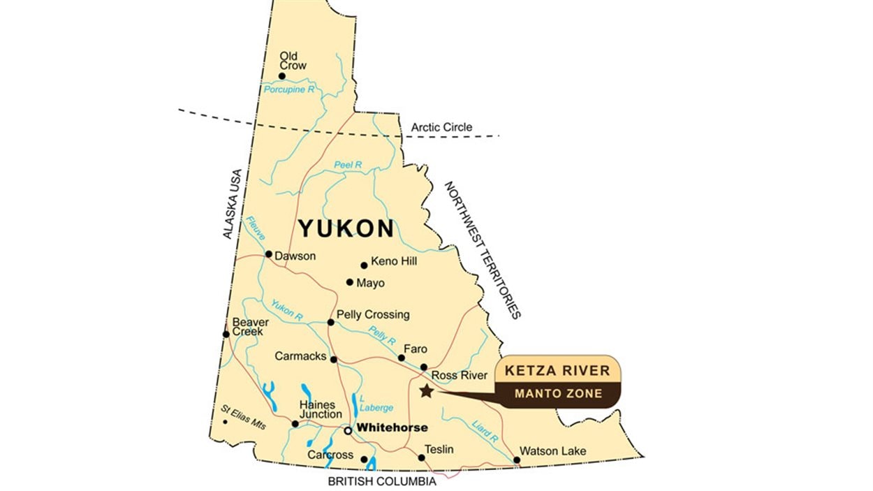 Une carte pointe au site d'exploration de la mine Ketza