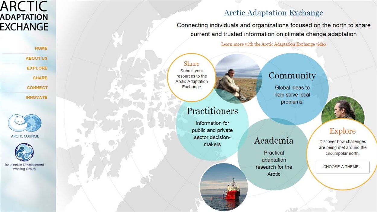Page d'accueil du site Arctic Adaptation Exchange.