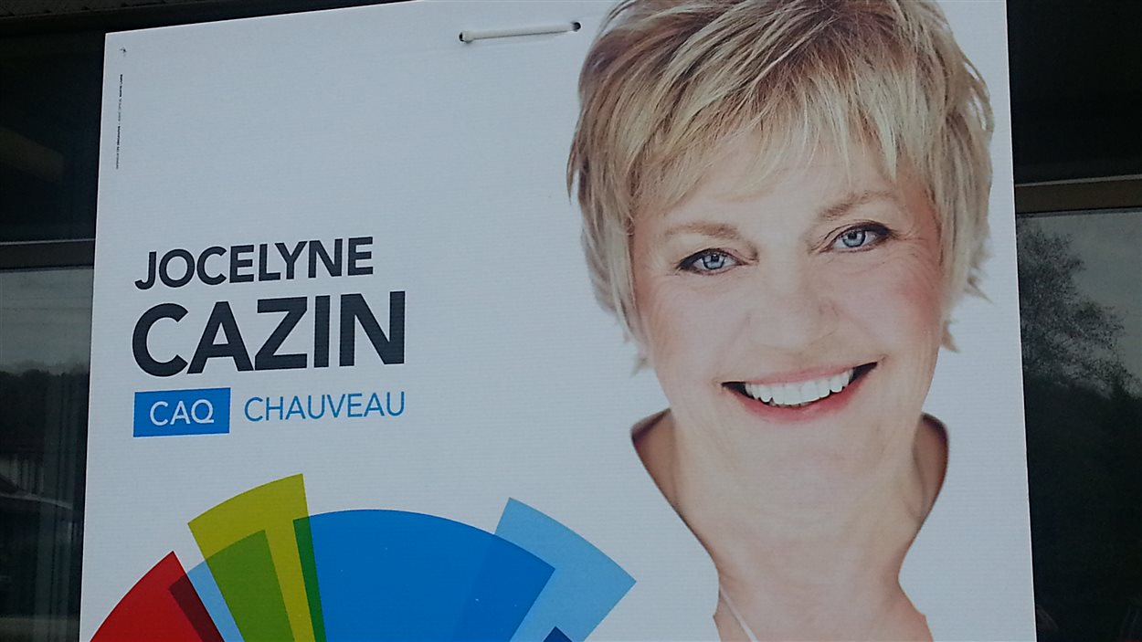 Les pancartes poussent dans les circonscriptions de Jean-Talon et Chauveau. Ici, la candidate de la CAQ, Jocelyne Cazin.