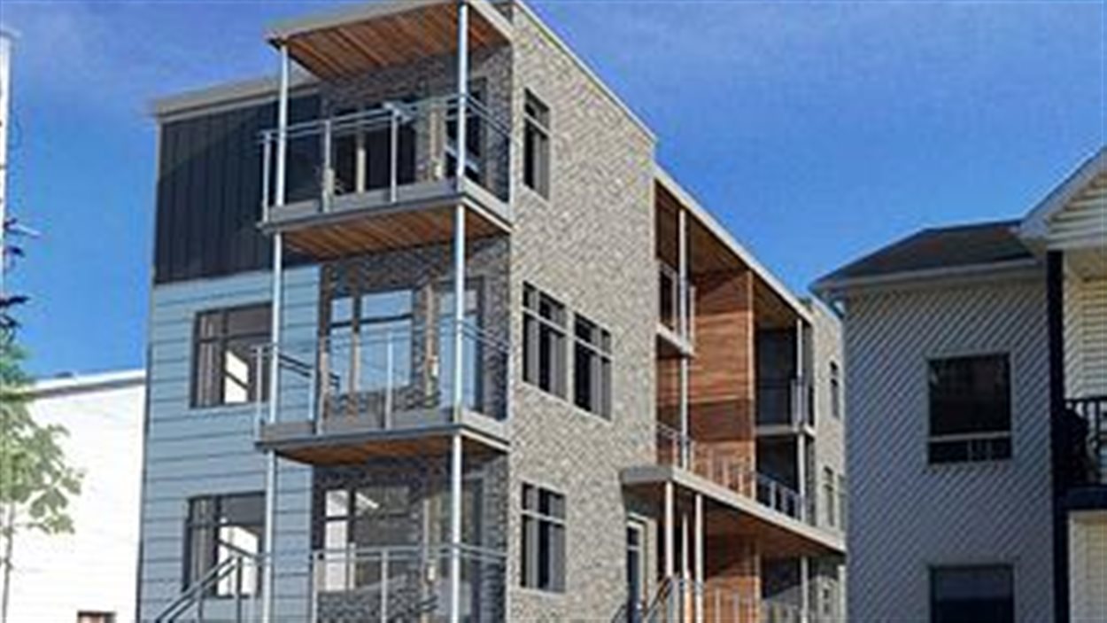 La maquette du projet de construction de logements sociaux mené par la Coopérative d'habitation rue St-Pierre
