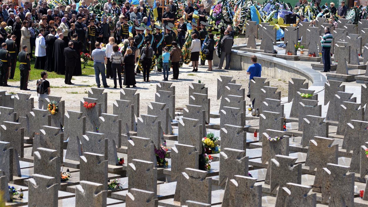 Photo prise le 30 mai dernier, lors des funérailles d'un soldat ukrainien.