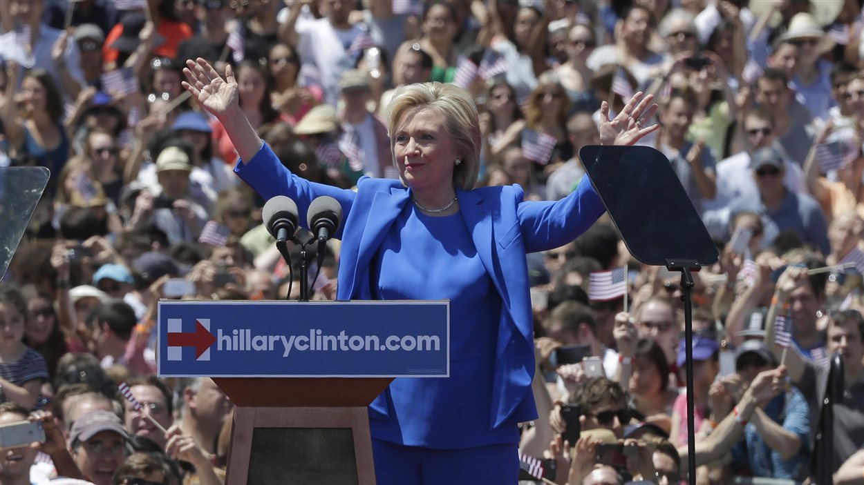 Hillary Clinton, lors de son premier rassemblement de campagne, le samedi 13 juin.
