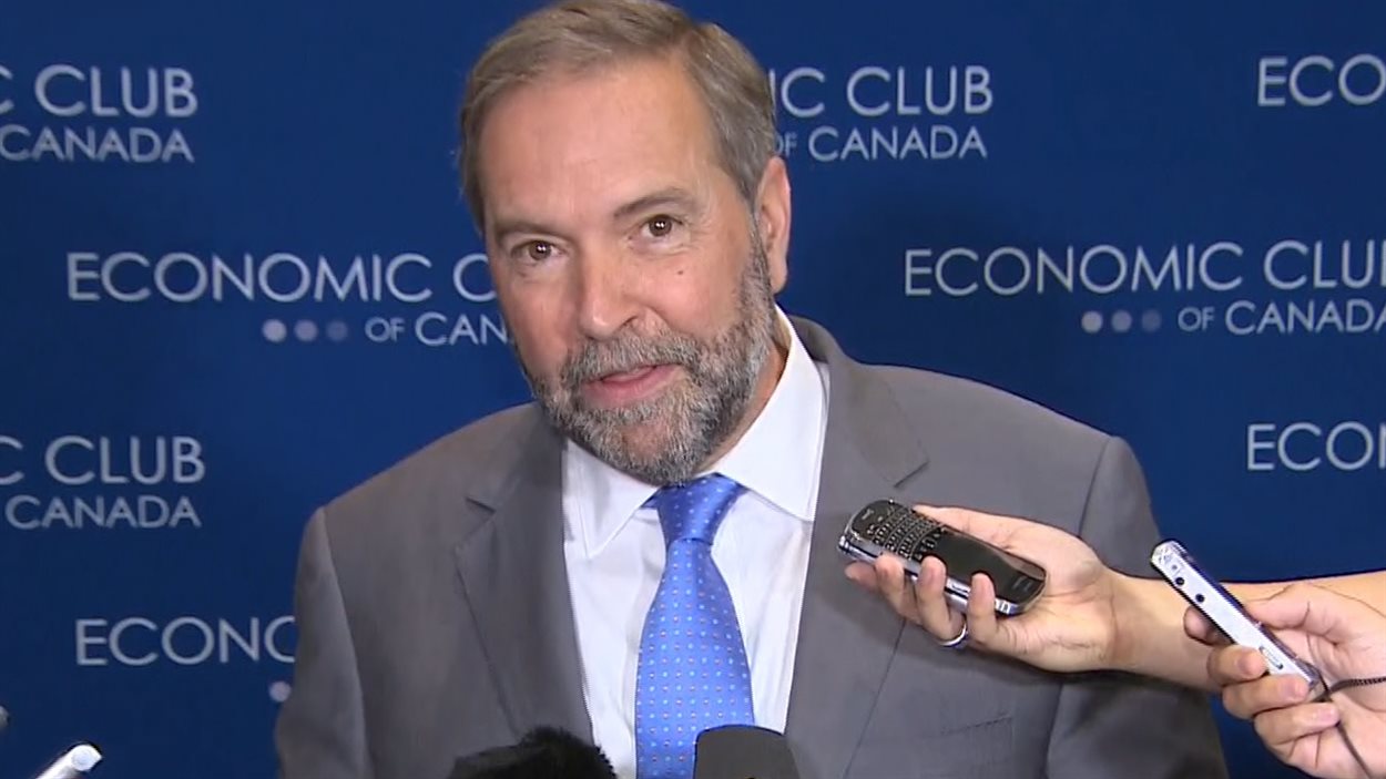 Thomas Mulcair a réagi aux propositions de Justin Trudeau après son discours devant le Club économique du Canada.