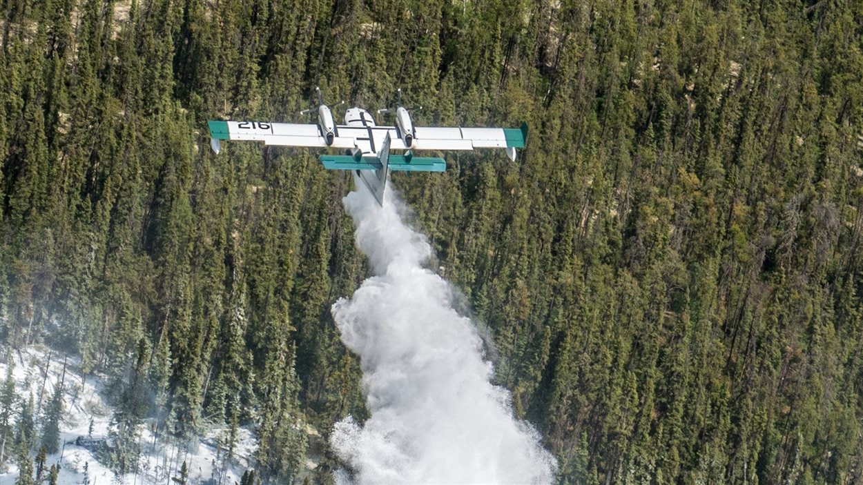 Un avion-citerne est engagé dans la lutte contre les feux.