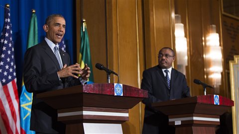 Le président Obama lors d'une conférence de presse conjointe avec le premier ministre éthiopien Hailemariam Desalegn