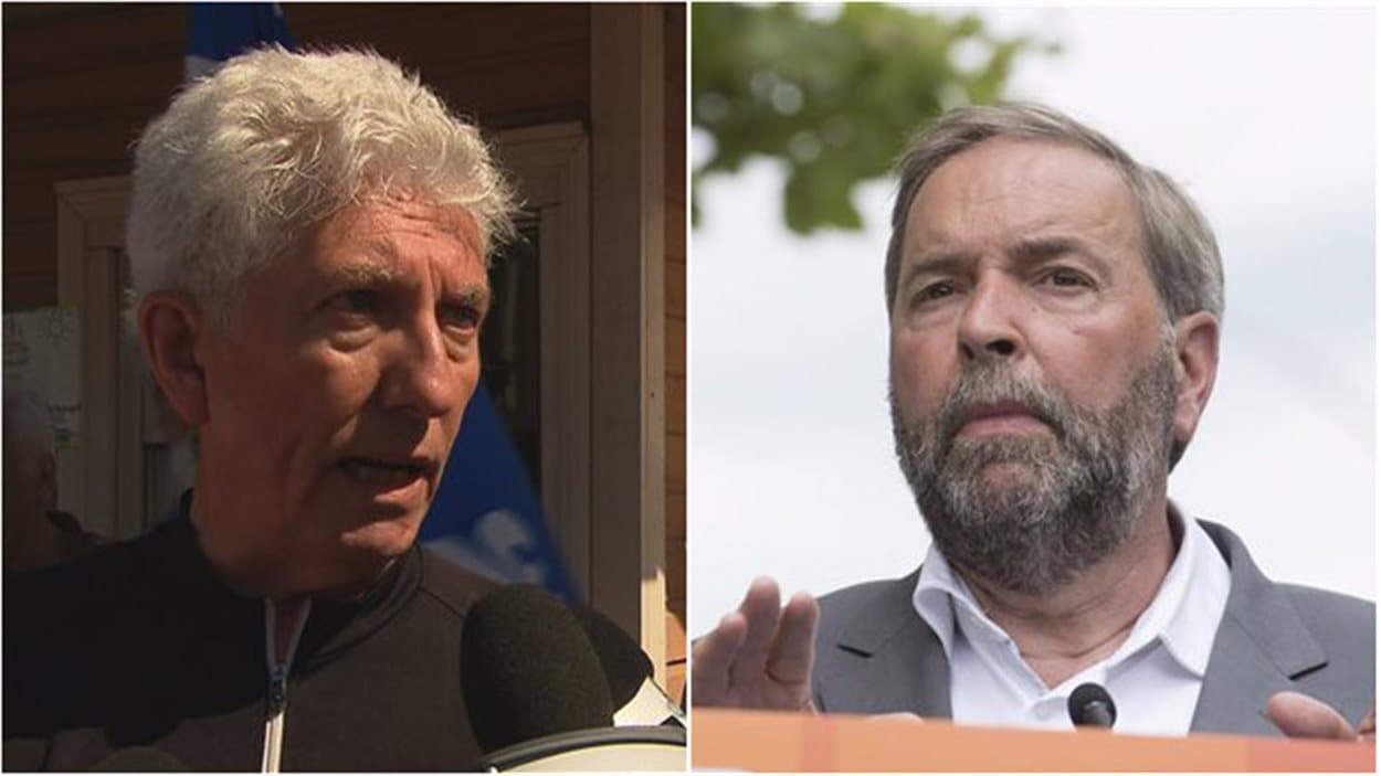 Le chef du Bloc québécois Gilles Duceppe et le chef du NPD Thomas Mulcair