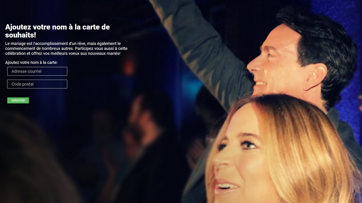 Le PQ a publié une carte de souhaits destinée à Pierre Karl Péladeau et Julie Snyder sur Mon.PQ.org