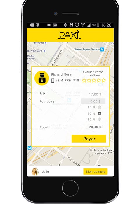 Une nouvelle application mobile destinée aux chauffeurs de taxi et à leurs clients permettra de payer les course avec un téléphone intelligent.