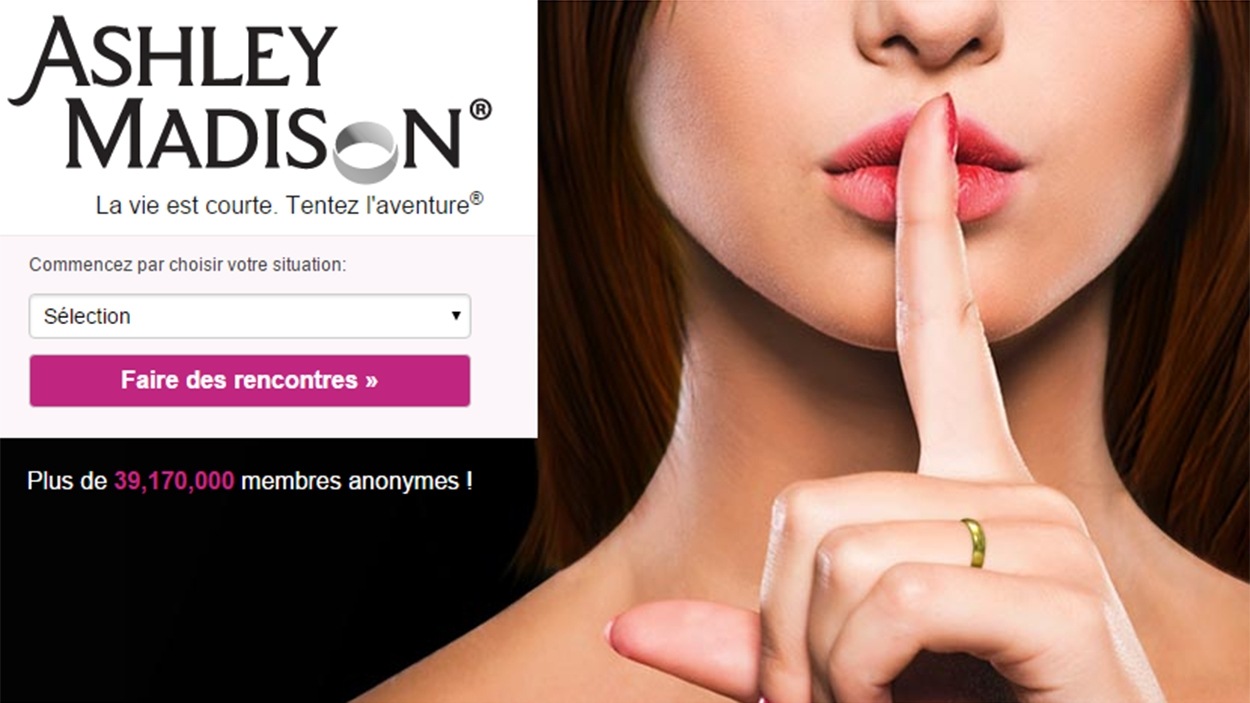 Page d'accueil du site de rencontres extraconjugales Ashley Madison