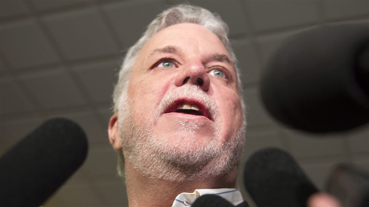 Le premier ministre Philippe Couillard, à Saint-Georges, le 27 août