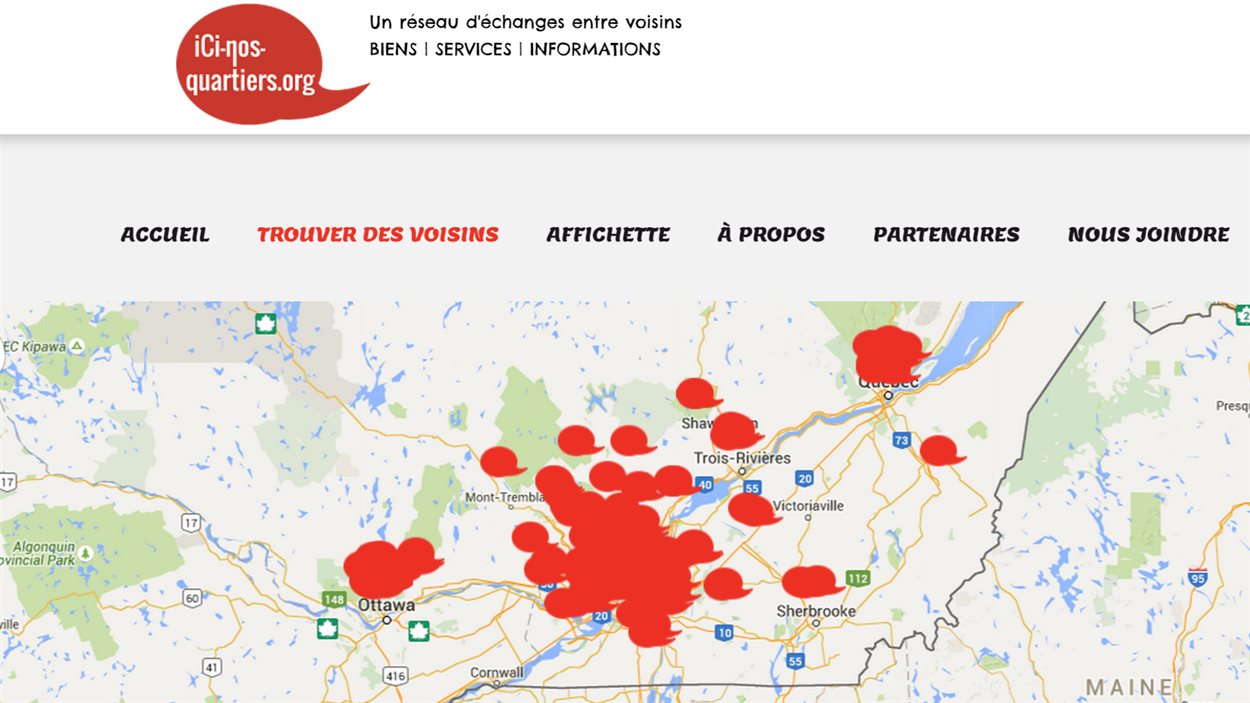 Le site web « Ici nos quartiers ». Environ 600 personnes sont abonnées, surtout dans le Grand Montréal, à Gatineau et à Québec.