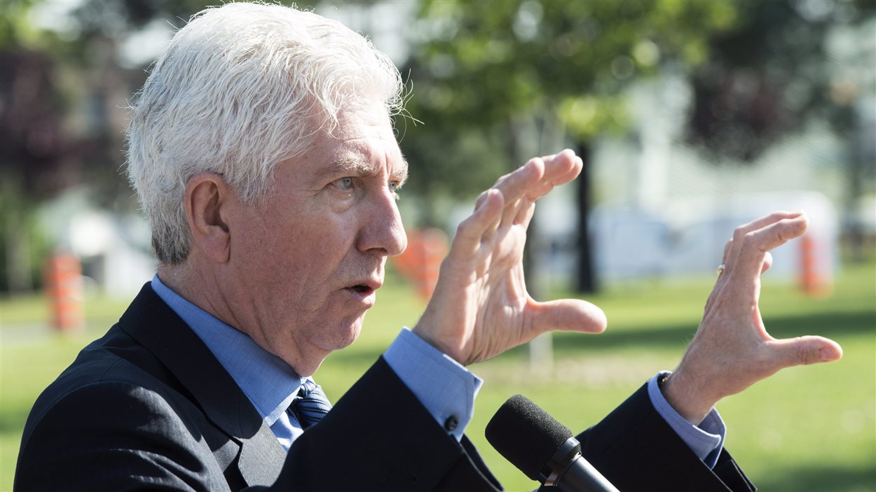 Le chef bloquiste, Gilles Duceppe, au cours d'un point de presse donné à Montréal le 16 septembre.