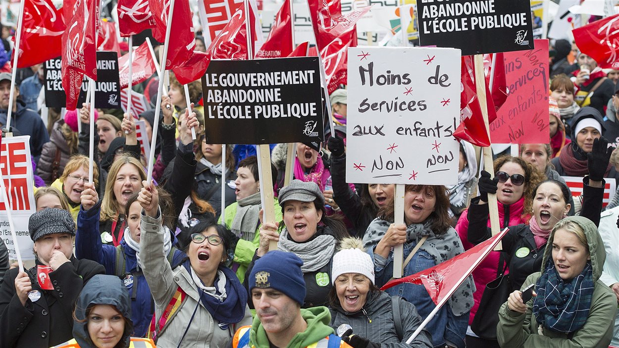 Manifestation des enseignants dans les rues de Montréal