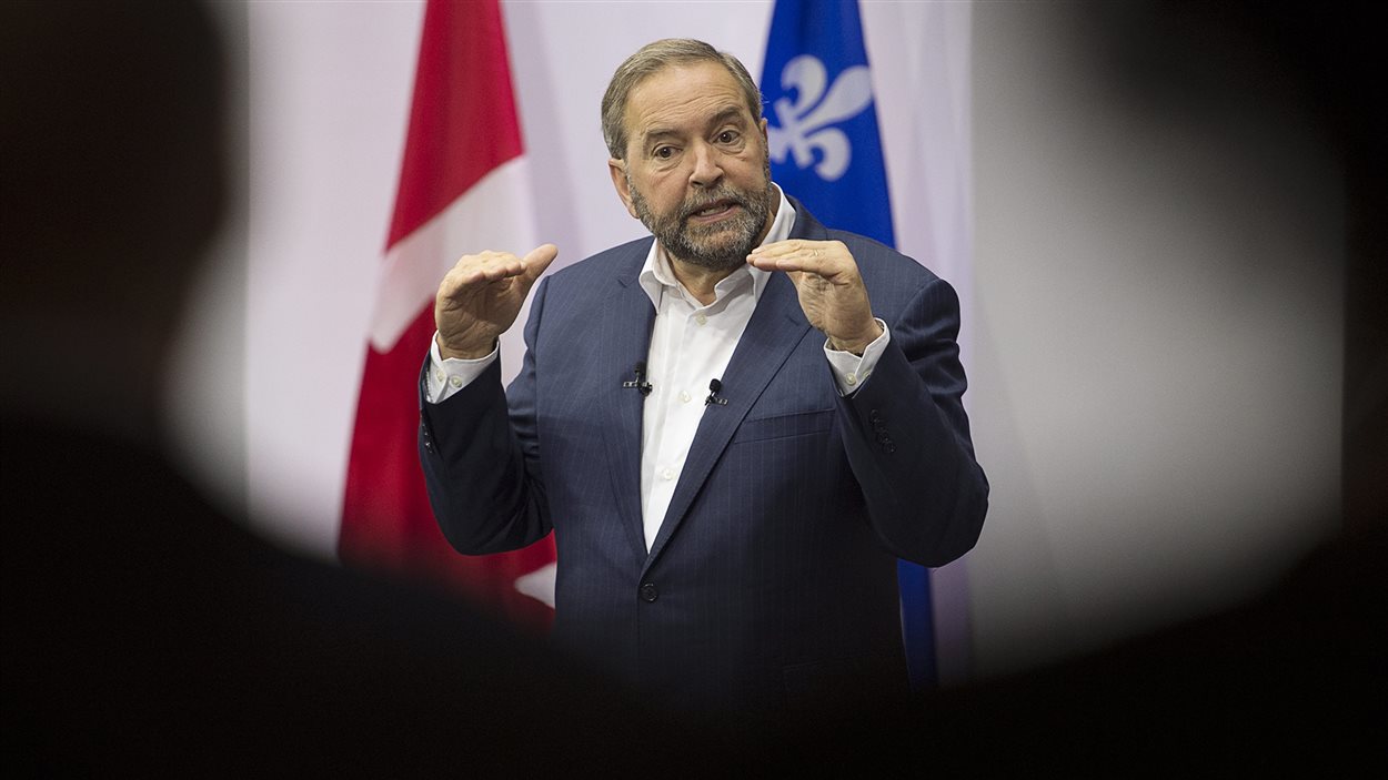 Thomas Mulcair s'adressait à des candidats et partisans réunis au Musée d'art contemporain, à Montréal.
