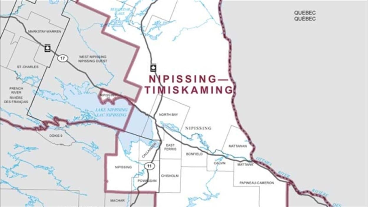 Carte de la circonscription de Nipissing-Timiskaming