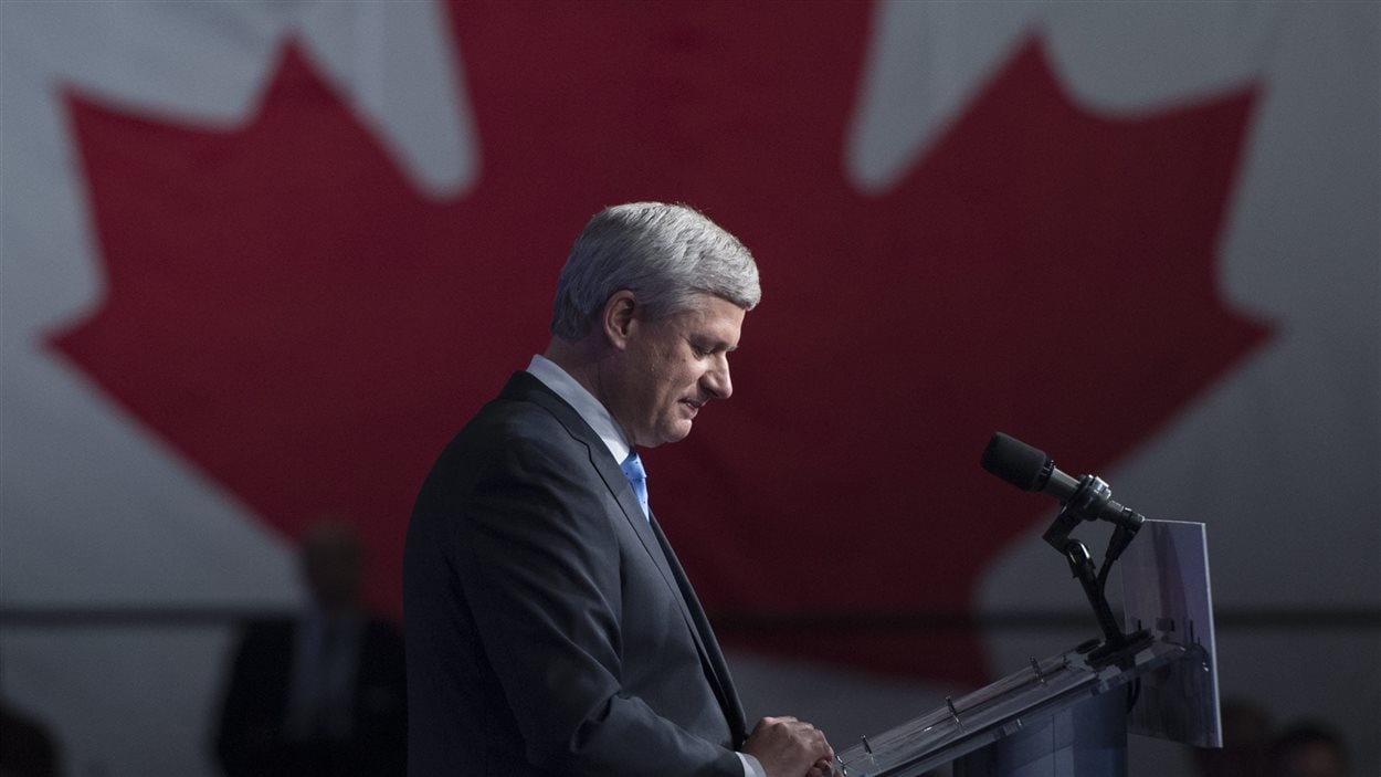 Stephen Harper s'est adressé à ses partisans lundi soir, à Calgary. 