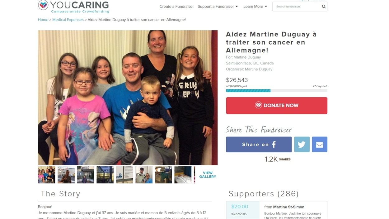 Martine Duguay a amassé 26 543 $ sur YouCaring.com en date du 22 octobre
