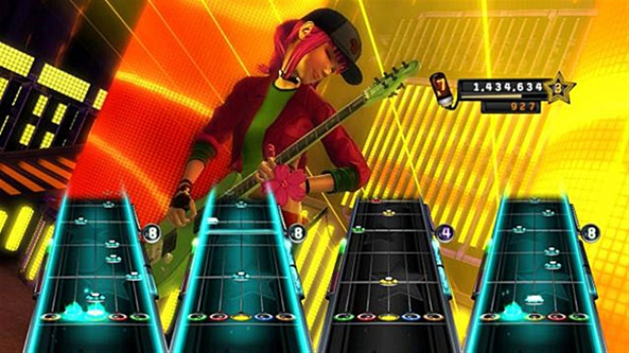 Le jeu vidéo Guitar Hero.