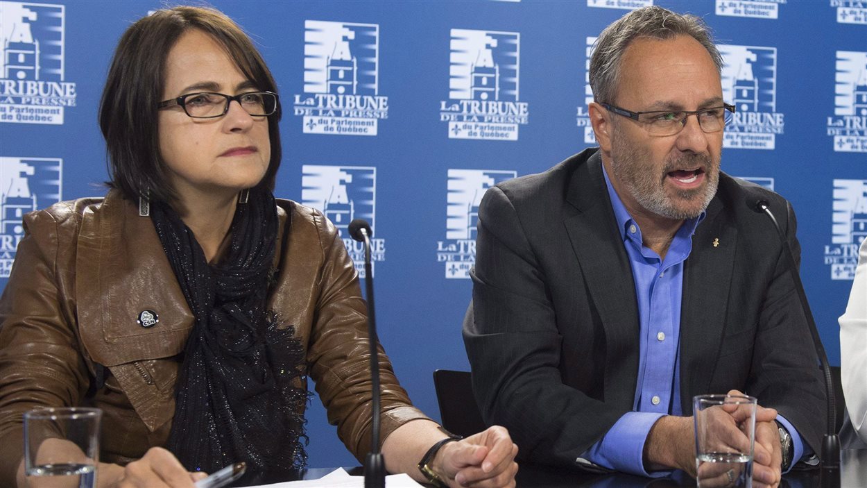 Francine Lévesque de la CSN et Daniel Boyer de la FTQ