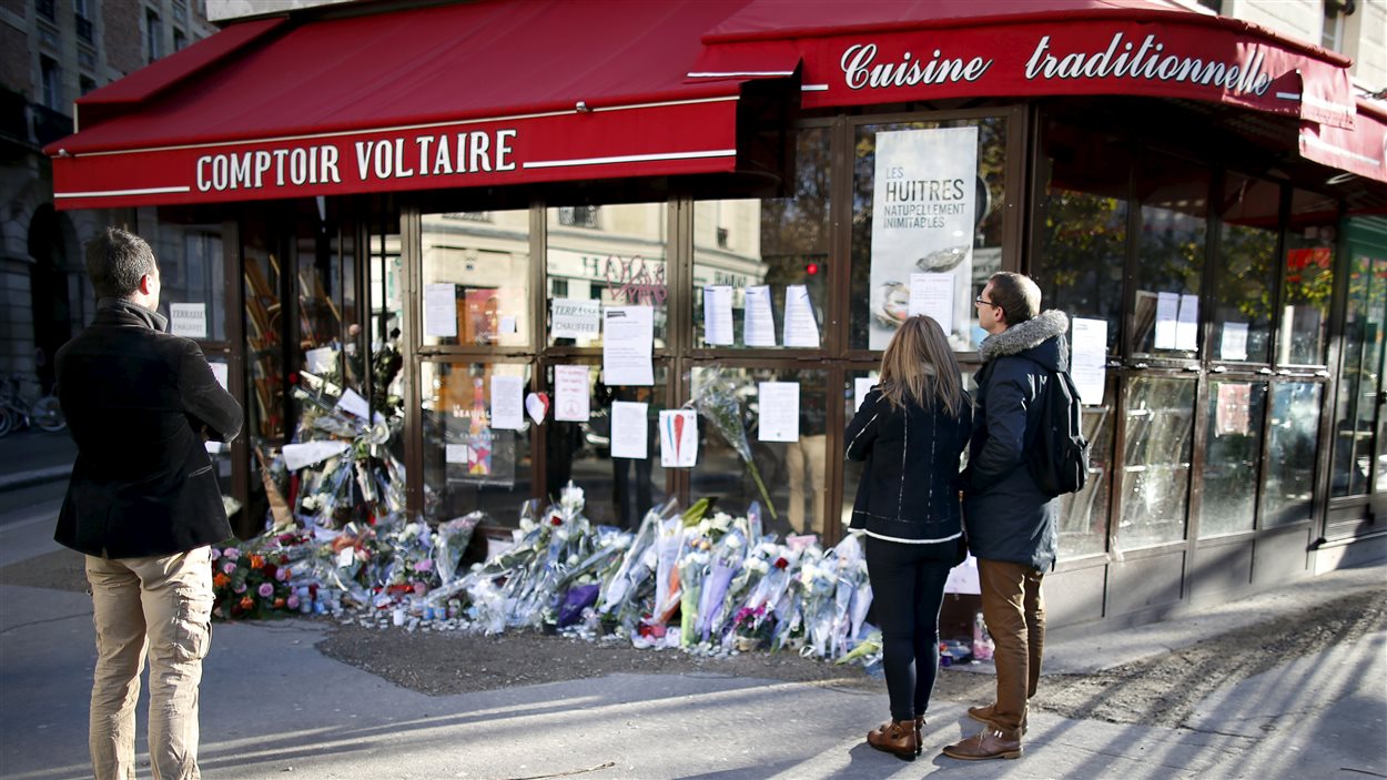 Un des lieux des attentats de Paris