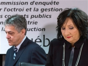 Le commissaire Renaud Lachance et la juge France Charbonneau, présidente de la commission qui porte son nom, lors du dépôt du rapport.
