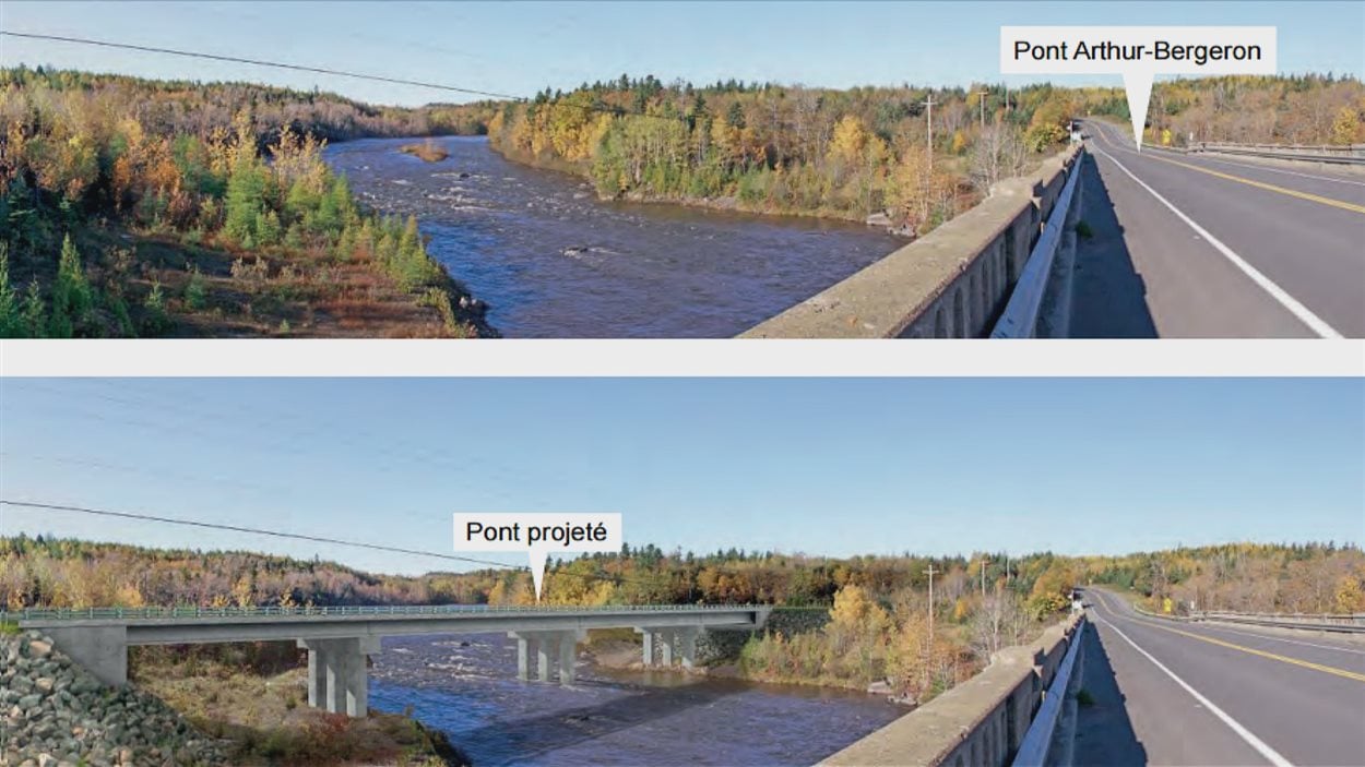 Le projet prévoit qu'un nouveau pont serait construit sur la rivière Mitis en remplacement du pont Bergeron, qui serait conservé pour sa valeur patrimoniale.