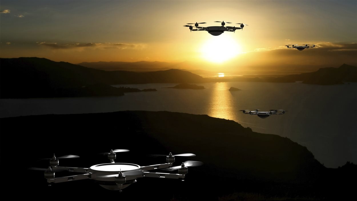 Des drones en vol.