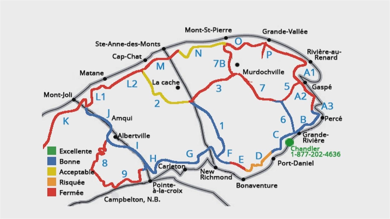 Motoneige en Gaspésie : la saison est lancée, mais certaines pistes  demeurent fermées | Radio-Canada