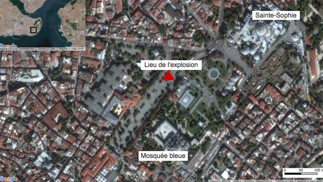 L'explosion a eu lieu non loin de la mosquée Bleue.
