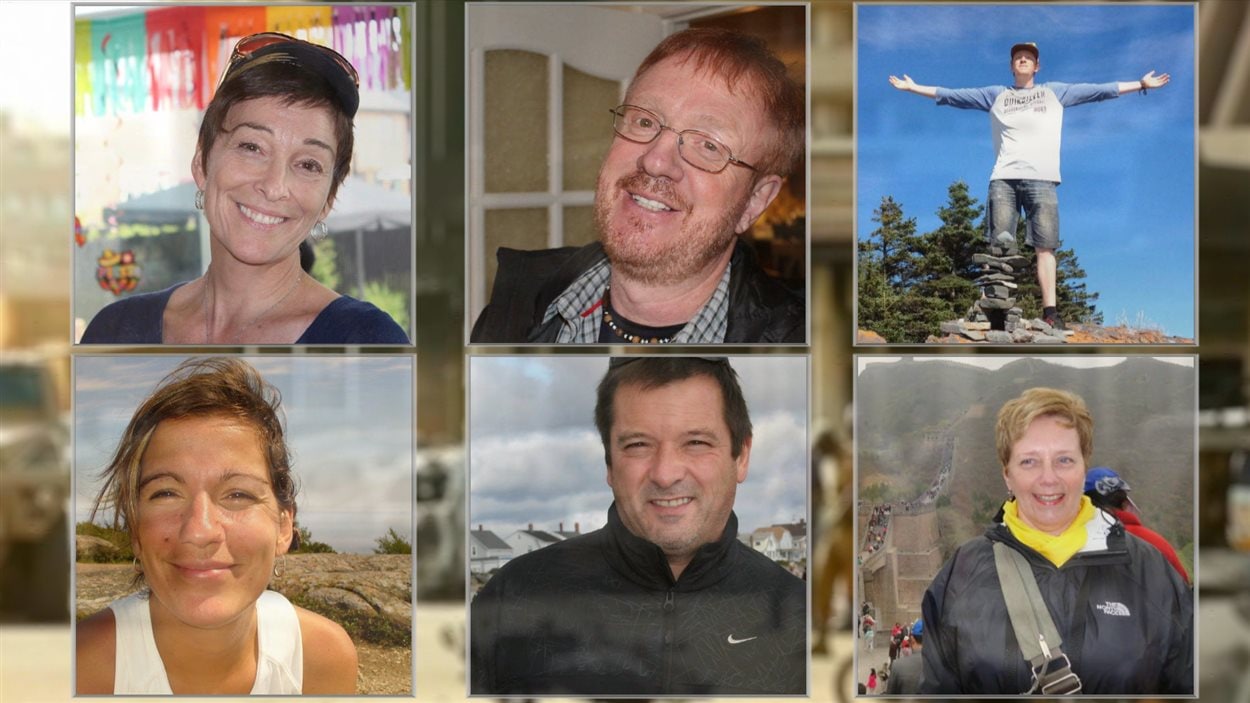 (De haut en bas) Gladys Chamberland, Yves Carrier, Charlelie Carrier, Maude Carrier, Louis Chabot et Suzanne Bernier.