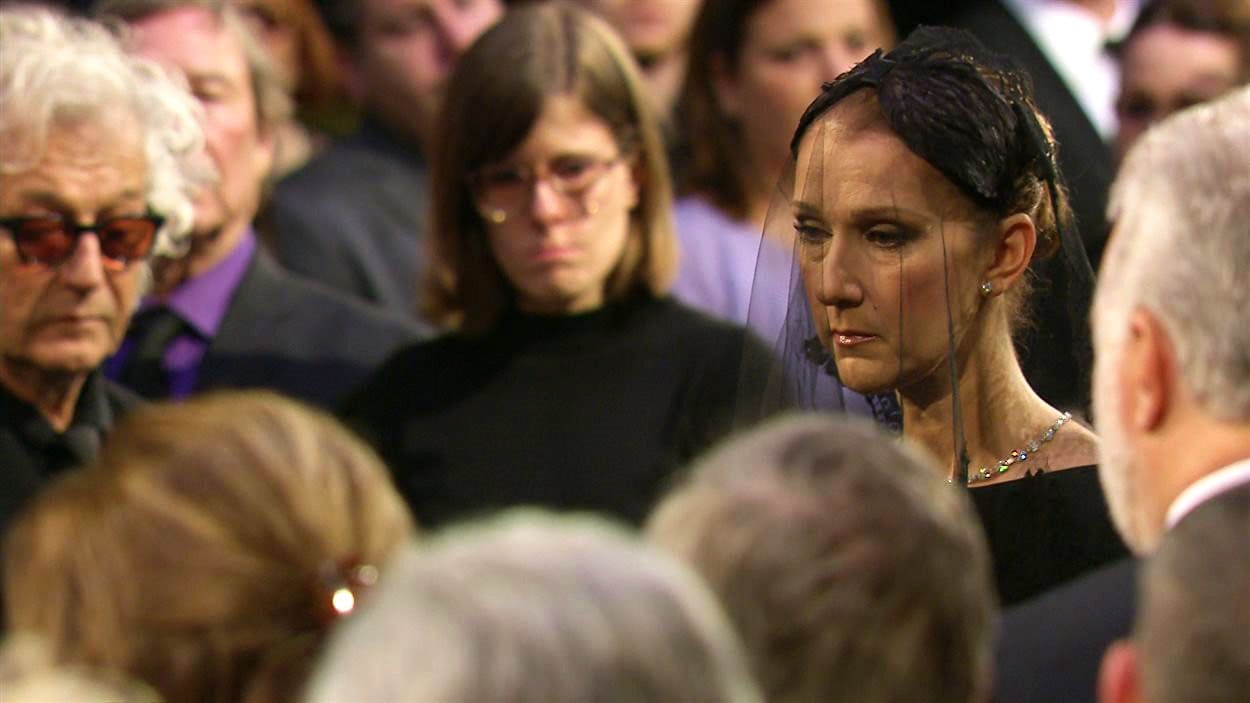 Céline Dion lors des funérailles de René Angélil