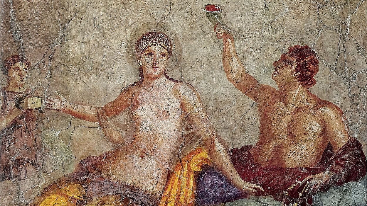 Fresque représentant une scène de banquet