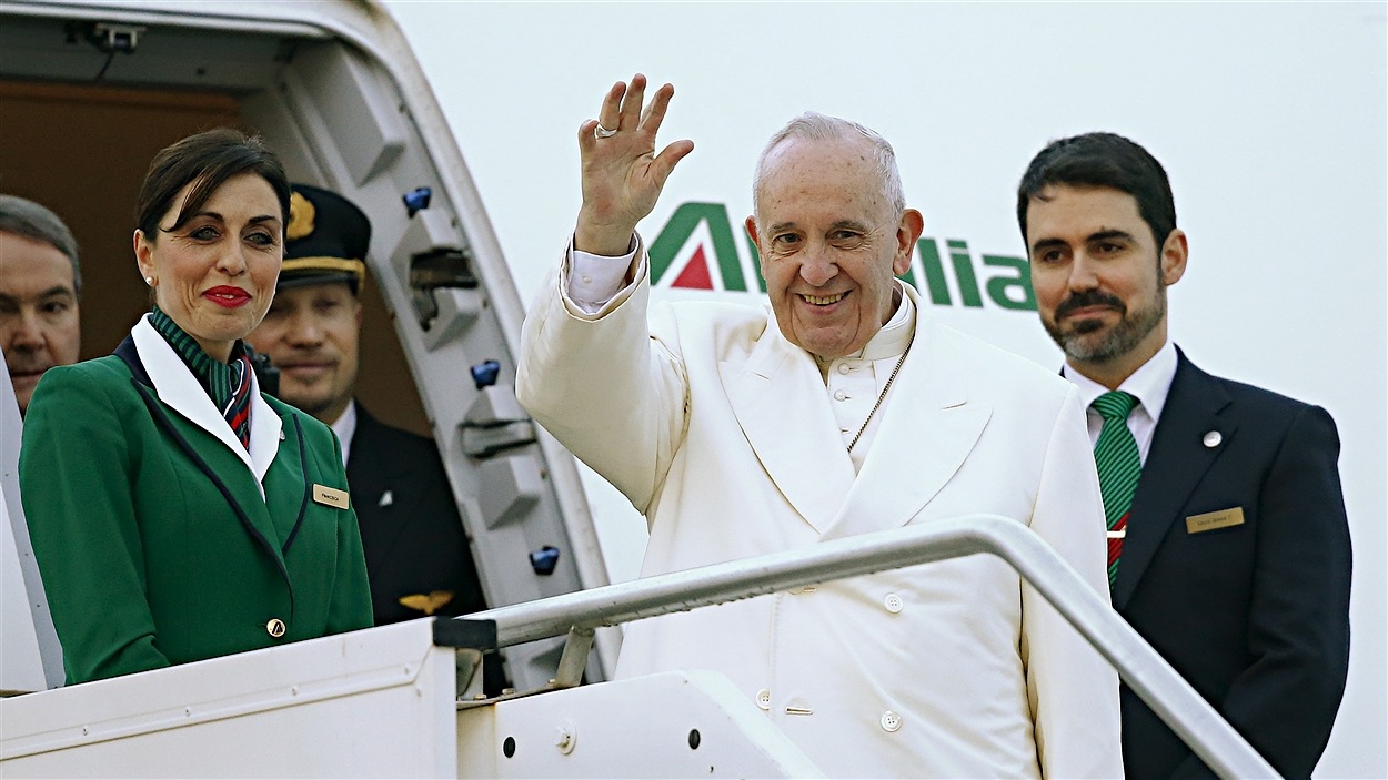 Le pape François à son arrivée à Cuba