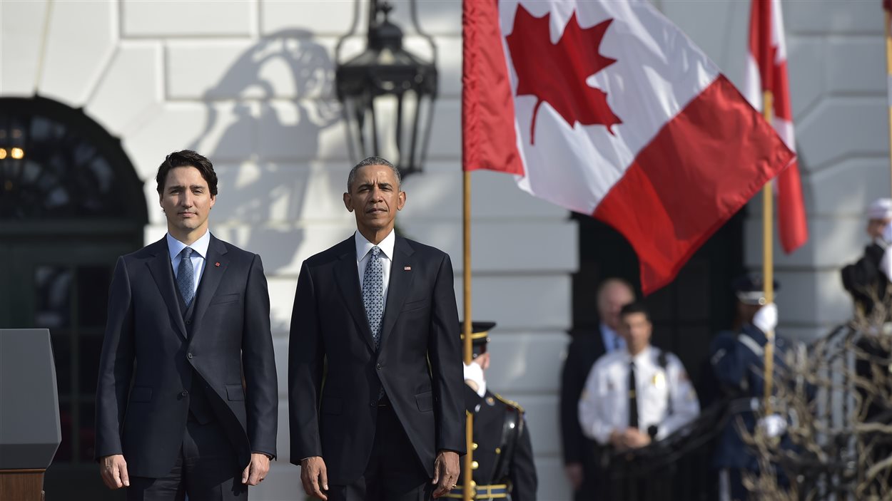 Le premier ministre Trudeau a été accueilli par le président Obama vers 9 h à la Maison-Blanche.