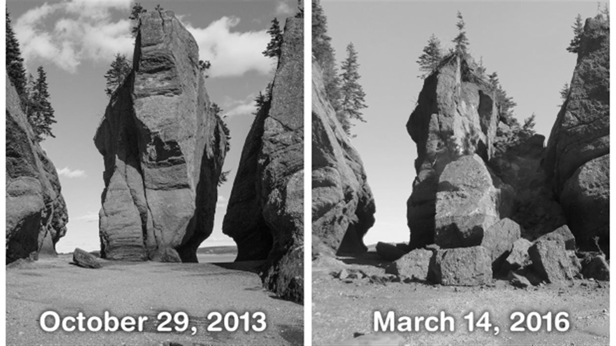 Les deux photos prises au même endroit à 17 mois d'intervale.