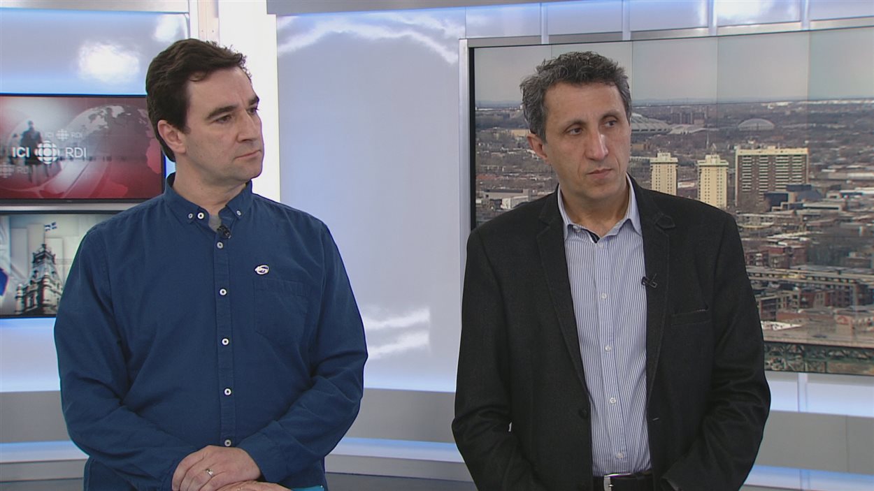 Sylvain Lirette en compagnie du député de Québec solidaire Amir Khadir.
