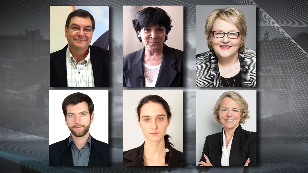 Pierre Dostie, Hélène Girard, Francyne T. Gobeil, Alex Tyrrell, Catherine Bouchard-Tremblay et Mireille Jean.